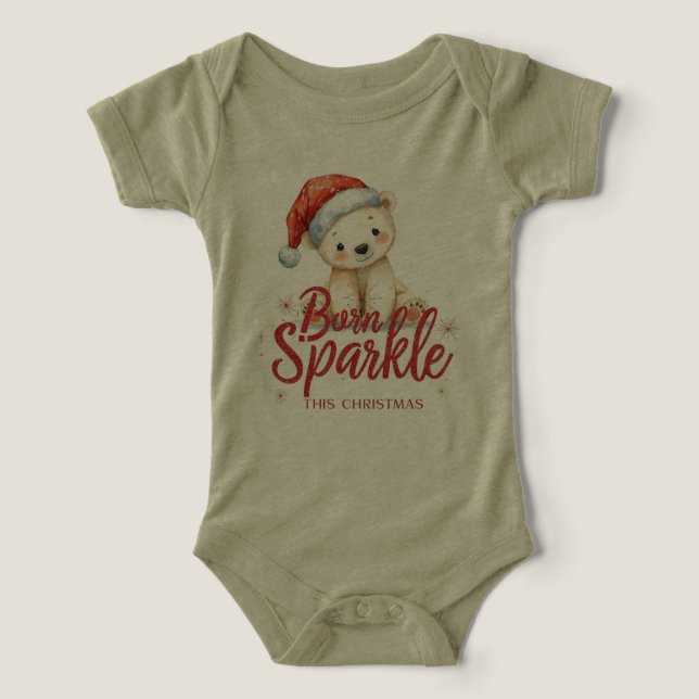 Camiseta de bebé Nacido para brillar esta Navidad  (Diseño delantero )