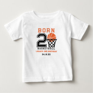 Camiseta De Bebé Nacido para el Baloncesto   Cumpleaños 2 del Niño 
