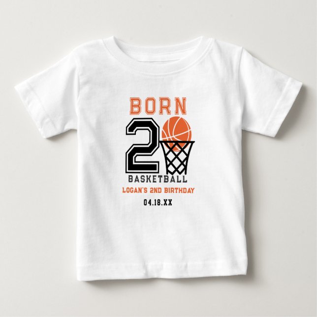 Camiseta De Bebé Nacido para el Baloncesto | Cumpleaños de Niño 2 (Anverso)