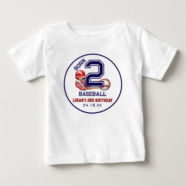 Camiseta De Bebé Nacido para el Béisbol | Tema Deportivo Cumpleaños (Anverso)