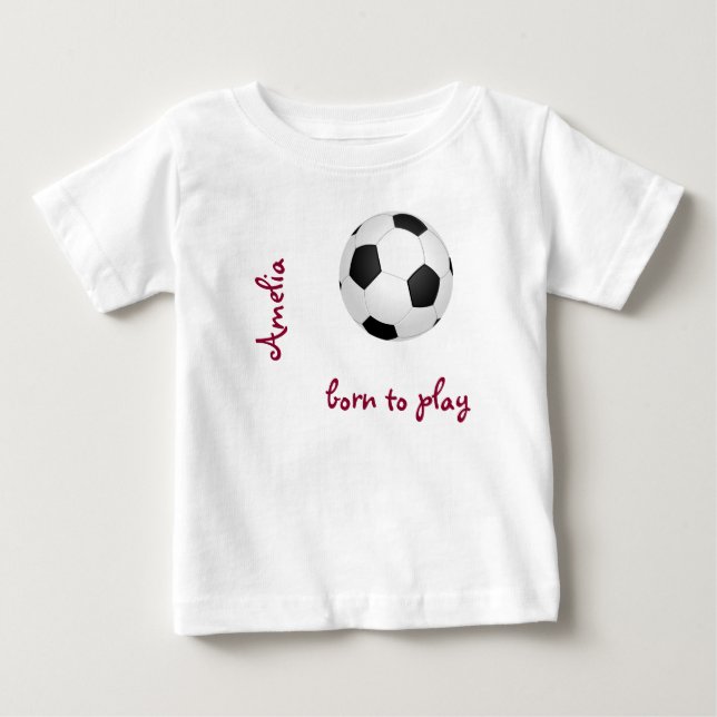 Camiseta De Bebé Nacido para jugar fútbol Personalizar Nombre Cute (Anverso)