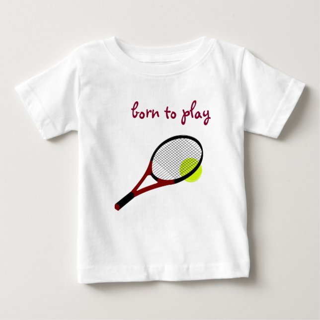 Camiseta De Bebé Nacido para jugar, pista de tenis y racquet, Moda  (Anverso)