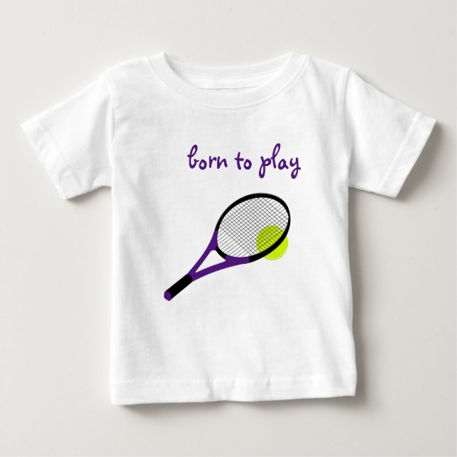 Camiseta De Bebé Nacido para jugar, pista de tenis y racquet, Moda  (Anverso)