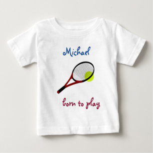 Camiseta De Bebé Nacido para jugar, Tennis Ball y Racquet, Personal
