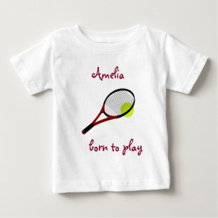 Camiseta De Bebé Nacido para jugar, Tennis Ball y Racquet, Personal