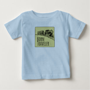 Camiseta De Bebé Nacido Traveler Train Ilustracion fondo amarillo