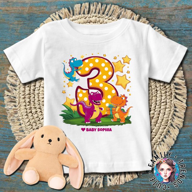 Camiseta De Bebé Nacimiento 3 Dinosaurio (Subido por el creador)