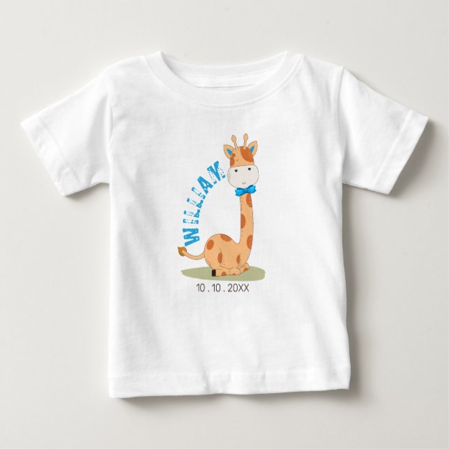 Camiseta De Bebé Nacimiento acuático de la jirafa del bebé, Safari  (Anverso)