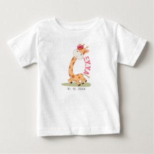 Camiseta De Bebé Nacimiento acuático de la jirafa del bebé, Safari 