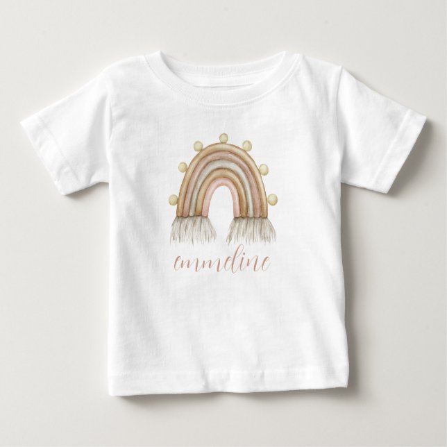 Camiseta De Bebé Nacimiento acuático personalizado Rainbow Baby (Anverso)