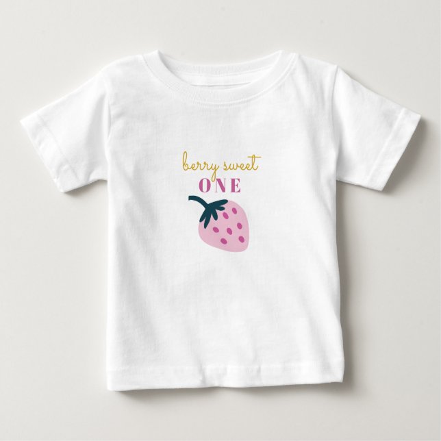 Camiseta De Bebé Nacimiento de bebé rosa de fresa (Anverso)