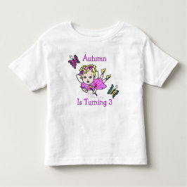 Camiseta De Bebé Nacimiento de hadas y mariposas Edad y nombre