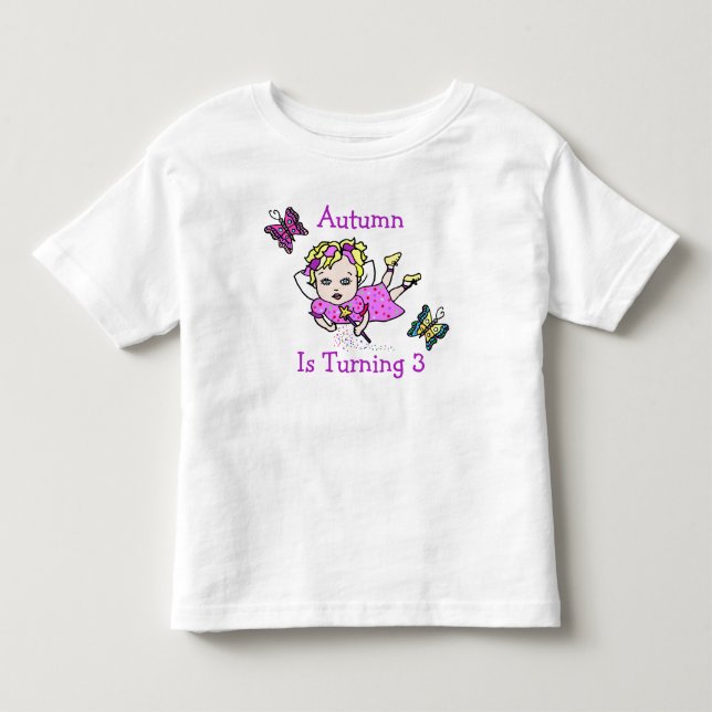 Camiseta De Bebé Nacimiento de hadas y mariposas Edad y nombre (Anverso)