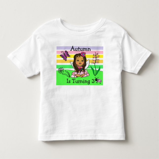 Camiseta De Bebé Nacimiento de hadas y mariposas Edad y nombre (Anverso)