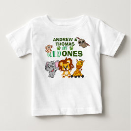 Camiseta De Bebé Nacimiento de los gemelos animales salvajes de Saf