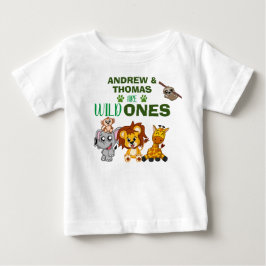 Camiseta De Bebé Nacimiento de los gemelos animales salvajes de Saf