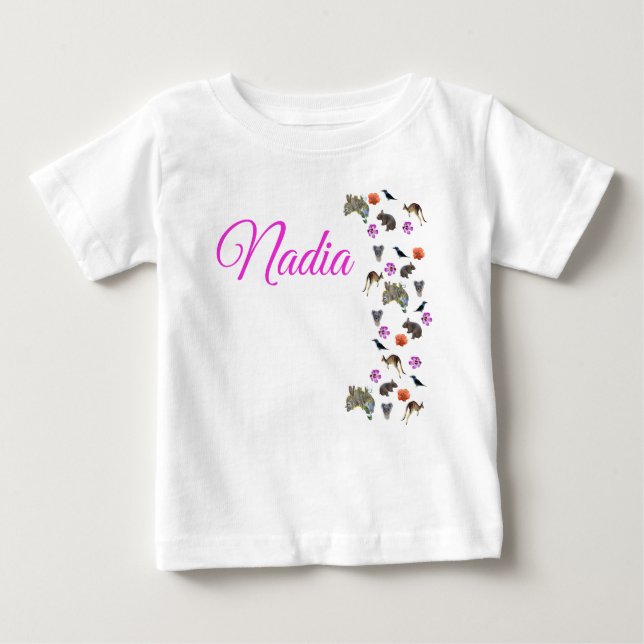 Camiseta De Bebé Nadia, logotipo con fauna australiana (Anverso)
