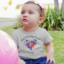 Camiseta De Bebé Name, July 4th Bicycles Heart 3mos to 24mos