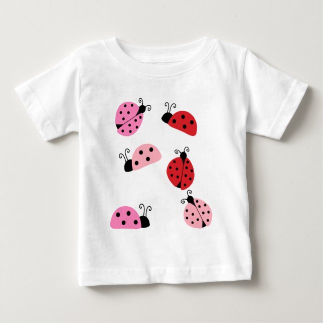 Camiseta De Bebé Name Sweet Cute Pink Red Ladybug Cartoon   (Anverso)
