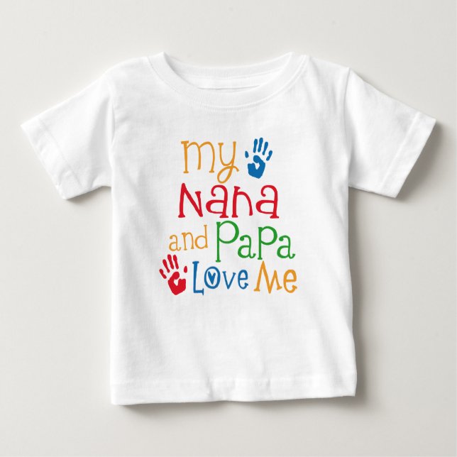 Camiseta De Bebé Nana y papá me quieren bebé (Anverso)