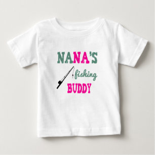 Camiseta De Bebé Nana's Fishing Buddy Baby Tee (rosa)
