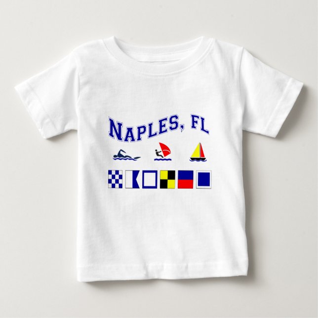 Camiseta De Bebé Nápoles, FL con las banderas marítimas (Anverso)