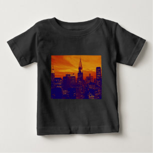 Camiseta De Bebé Naranja azul Pop Art Nueva York