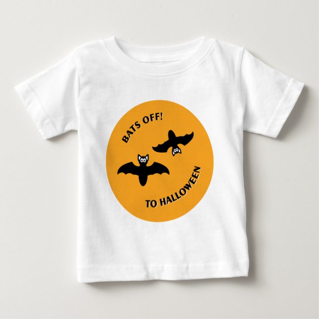 Camiseta De Bebé Naranja Bats de Halloween (Anverso)