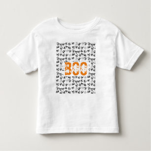 Camiseta De Bebé Naranja Boo Halloween Spooky Skull Pattern