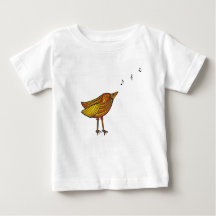 Naranja Canción Pájaro y Ave bebé/Camiseta pequeña