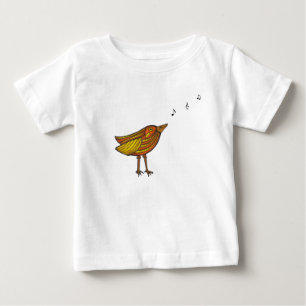 Camiseta De Bebé Naranja Canción Pájaro y Ave bebé/Camiseta pequeña