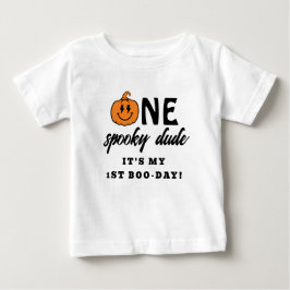 Camiseta De Bebé Naranja Chico Espeluznante Halloween 1er Cumpleaño