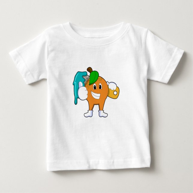 Camiseta De Bebé Naranja como pintador con pincel de pintura (Anverso)