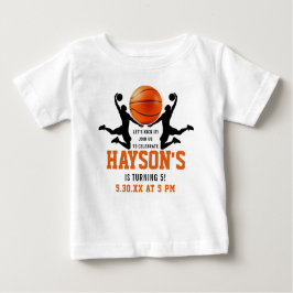 Camiseta De Bebé naranja de baloncesto Boy 5ª fiesta de cumpleaños