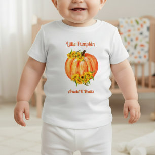Camiseta De Bebé Naranja de calabaza caída Baby Shower