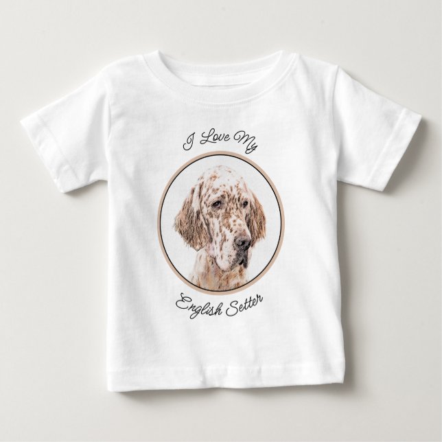 Camiseta De Bebé Naranja de Inglaterra Belton Pintura de Perro Arte (Anverso)