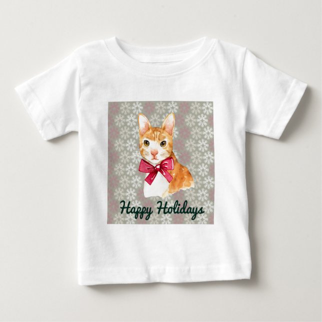 Camiseta De Bebé Naranja de vacaciones Tabby (Anverso)
