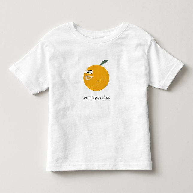 Camiseta De Bebé Naranja lindo con gafas de sol Niños de la fruta m (Anverso)