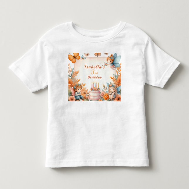 Camiseta De Bebé Naranja mágico Huerto de hadas - Cumpleaños (Anverso)