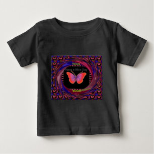 Camiseta De Bebé Naranja Mariposa púrpura hace buena impresión de a