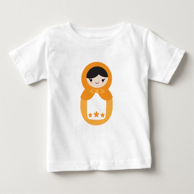 Camiseta De Bebé Naranja Matryoshka Doll (Anverso)