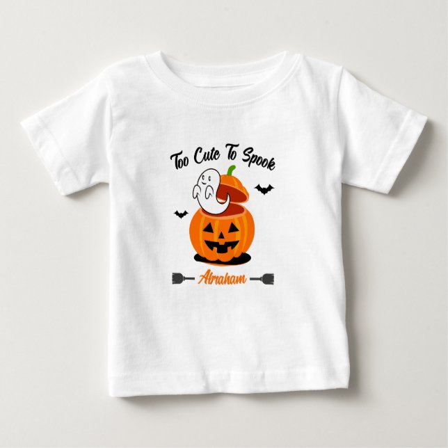 Camiseta De Bebé Naranja Negro Funny Halloween Calabaza Fantasma Be (Anverso)