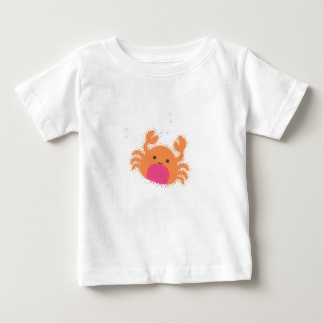 Camiseta De Bebé Naranja Personalizado Cangrejo (Anverso)