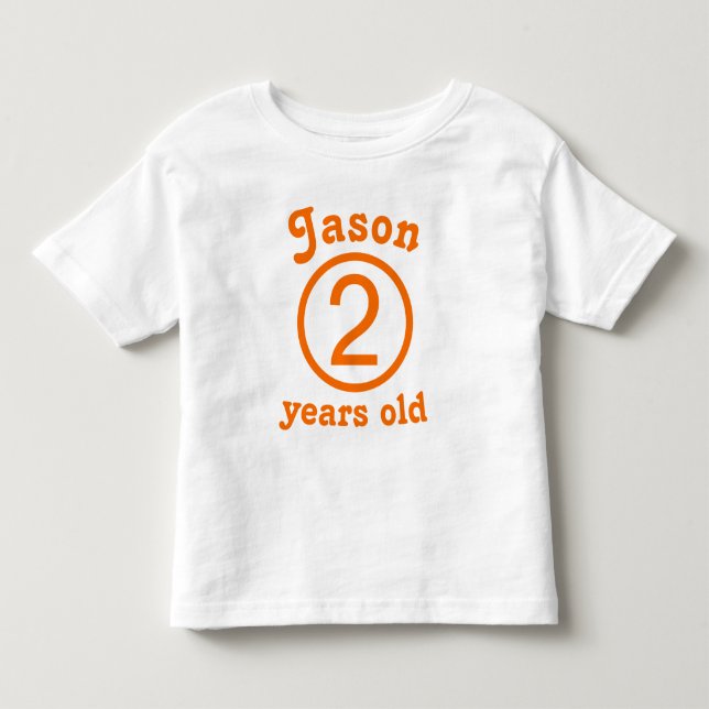 Camiseta De Bebé Naranja personalizado de dos años (Anverso)