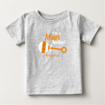 Naranja Plaid Rattle Miner Baby T-Shirt