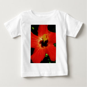 Camiseta De Bebé Naranja rojo brillante Hibiscus Flower