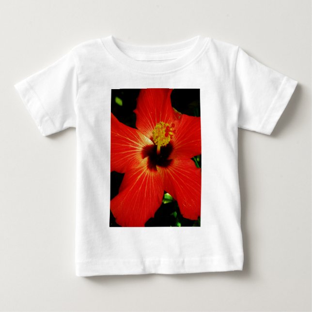 Camiseta De Bebé Naranja rojo brillante Hibiscus Flower (Anverso)