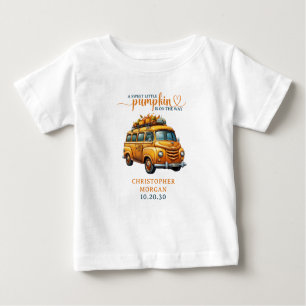 Camiseta De Bebé Naranja Rústico Camión Pequeña Calabaza Baby Showe