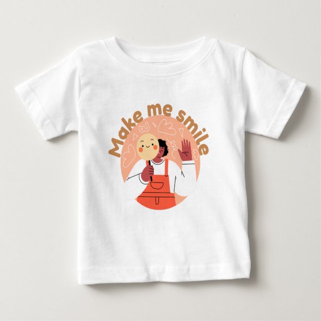 Camiseta De Bebé Naranja sonriente y ondear chica (Anverso)
