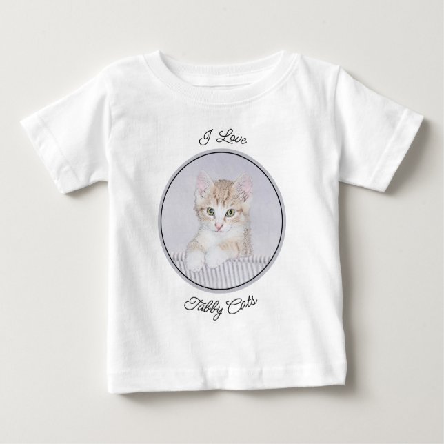 Camiseta De Bebé Naranja Tabby Kitten Pintura - Arte Gato Original (Anverso)